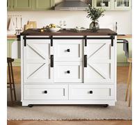 ZKLOEP Carrello da cucina multifunzione 90 x 60 x 90 cm con tavolo pieghevole; isola da cucina mobile, bar, credenza con spazio di archiviazione; carrello da portata arrotolabile con tre cassetti e