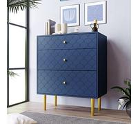 ZKLOEP Cassettiera blu navy, 89 x 75 x 40 cm, con 3 cassetti, per camera da letto e tutti gli spazi abitativi