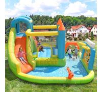 ZKLOEP Castello gonfiabile per bambini dai 3 ai 10 anni, con ventilatore, con scivolo, per piscina d'acqua, rete da calcio, da basket, 360 x 320 x 200 cm, multicolore