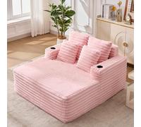 ZKLOEP Chaise Longue Oversize in finta pelliccia con portabicchieri, poltrona morbida come una nuvola, nessun montaggio, rosa