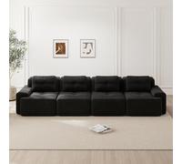 ZKLOEP Divano modulare a 4 posti Boneless divani per soggiorno, comodo sedile basso imbottito Corduroy-Cloud, design antiscivolo nero