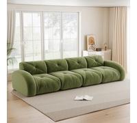 ZKLOEP Divano senza cornice, extra large modulare a quattro posti, comodo tessuto di ciniglia, adatto per il soggiorno, design antiscivolo, nessun montaggio richiesto, verde