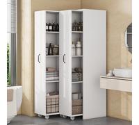 ZKLOEP Libreria espandibile con ruote, 4 ripiani, intercambiabile a sinistra e a destra, in MDF, portata 20 kg per ripiano, per bagno, cucina o soggiorno, colore: bianco