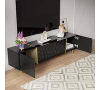 ZKLOEP Mobile TV a 4 ante nero lucido moderno e semplice in combinazione di colori nero/oro