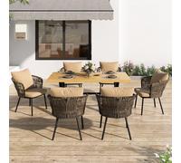 ZKLOEP Moderno set da pranzo per esterni, in rattan, per il tempo libero e la riunione per più persone, struttura in ferro intrecciato, cuscino incluso