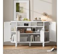 ZKLOEP Moderno sideborad con spazio multifunzionale per il corridoio, con porte simili al frigorifero e poggiapiedi regolabili, ideale per corridoio, corridoio o soggiorno (bianco)