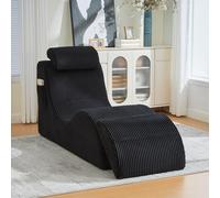 ZKLOEP Poltrona moderna nera per il tempo libero, ergonomica, realizzata in schiuma di compressione altamente elastica, seduta rimovibile e tasca laterale per una seduta confortevole nella vita di