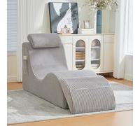 ZKLOEP Poltrona moderna per il tempo libero grigio chiaro, ergonomica in schiuma di compressione altamente elastica, con seduta rimovibile e tasca laterale per una seduta confortevole nella vita di