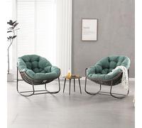 ZKLOEP Sedia a dondolo da giardino, extra grande, a forma di uovo in vimini, comoda sedia a dondolo per interni ed esterni, con cuscino spesso, moderna poltrona lounge verde chiaro