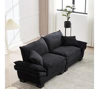 ZKLOEP UN moderno, Semplice divano doppio con un letto a piuma, L'UN cuscino è sufficiente, ma spazioso e spazioso in soggiorno/camera da letto/ufficio, nero