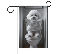 ZKMBMU Bolognese Dog Wall Art_ Divertente Bagno Decor_ Cane Bolognese in Toilet_ Animale in Toilet_ Petshop Art_ Regalo bolognese_ -1_1 Bandiera Giardino Esterno Popolare Moderno Decorativostile