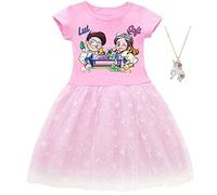 ZKomoL Vestito Bambina Rosa A, 5-6 Anni, Regular, Midi, Cartoni Animati, Estate, A Line, 100% Cotone, Girocollo, A Grembiule, Manica a Sbuffo, Compleanno, Bambine e Ragazze