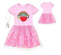 ZKomoL Vestito Bambina Rosa D, 7-8 Anni, Regular, Midi, Cartoni Animati, Compleanno, Taglia Unica, Senza Spalline, Girocollo, Slim, IT