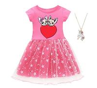 ZKomoL Vestito Bambina Rossa C, 9-10 Anni, Regular, Midi, Cartoni Animati, Estate, Compleanno