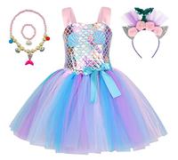 ZKomoL Vestito Sirena Bambina Set Fascia per Cappelli Sirenetta Carnevale Vestito Principessa Halloween Festa Party Travestimento Compleanno Vestito Mermaid 2-12Y (4 Anni, Blu)
