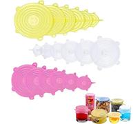 ZKSXOA 18 Pezzi Coperchio in Silicone Estensibile,Coperchi Silicone Estensibile di 6 Dimensioni,Riutilizzabile e permanentemente espandibile,per barattoli, Ciotole, Bottiglie,Bianco, Rosa, Giallo
