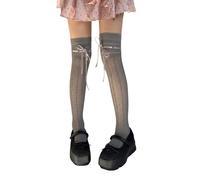 Zktfyshk 1 paio di calze alte per balletto con lacci sopra il ginocchio calze addensate punta dei piedi Nessuno slittamento, grigio, XS-XXL
