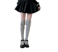 Zktfyshk 1 paio di calzini alti con volant alla coscia calzini tubolari calzini lunghi a tubo per ragazza sopra il ginocchio calze vestito da principessa, Grigio chiaro, XS-XXL