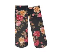 Zktfyshk 1 paio di calzini corti alla caviglia da donna con stampa animalier fiore colorato calze in nylon alla moda sottile cavigliera in seta, Fiori., XS-XXL