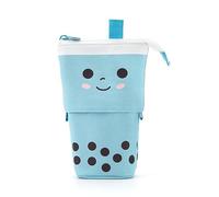 Zktfyshk Astuccio telescopico per penne a forma di cartone animato, con cerniera, astuccio per matite in piedi, organizer per penne per studenti, Blu, The stretched size is 13*6*17cm