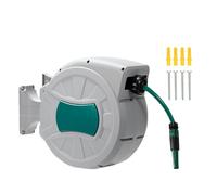 Zktfyshk Avvolgitubo retrattile da giardino, avvolgitubo da parete, con ugello spruzzatore multiplo, qualsiasi lunghezza/ritorno lento