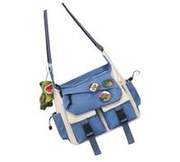 Zktfyshk Borsa a tracolla piccola borsa a tracolla impermeabile borsa a tracolla multi tasca borsa in nylon borsa da donna M, Blu e Bianco Plus, 31*25*12cm