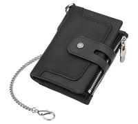 Zktfyshk Borsa alla moda, portafoglio da uomo compatto in pelle PU con blocco portamonete multifunzione tasche per il cambiamento per lavoro e viaggi, Nero , Size reference picture