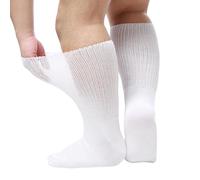 Zktfyshk Calzini extra larghi per 1 paio di calzini da ospedale bariatrici, calzini antiscivolo per linfedema diabetico da donna, bianco, XS-XXL