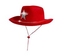Zktfyshk Cappello da cowboy con strass luminosi, per ragazzi e ragazze, leggero, per cosplay e vacanze, cappello western con strass