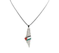 Zktfyshk Collana alla moda con ciondolo a forma di mappa della Palestina, stile etnico, hip hop, accessorio per uomo e donna, As shown in the figure, Acciaio inossidabile