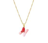 Zktfyshk Collana in lega con lettera colorata personalizzata, catena regolabile, da indossare tutti i giorni, con ciondolo a forma di lettera per le donne, 55+3CM, Metallo