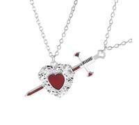 Zktfyshk Elegante collana a forma di cuore con spade che simboleggia amore e forza, per anniversari o San Valentino, 50cm, Metallo