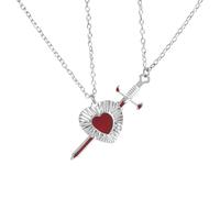 Zktfyshk Elegante collana a forma di cuore con spade che simboleggia amore e forza, per anniversari o San Valentino, 50cm, Metallo