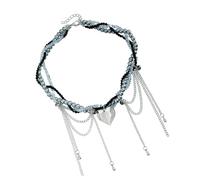 Zktfyshk Elegante collana con ciondolo a forma di cuore con nappe a goccia, da donna, in lega, design confortevole, regalo ideale per la fidanzata