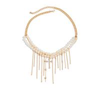 Zktfyshk Elegante collana con nappe con catena regolabile, design leggero per le donne gioielli alla moda perle finte accenti, As shown in the figure, lega, perle finte