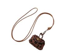 Zktfyshk Sacchetti vintage in pelle robusta per riporre auricolari e monete, piccoli design lunghi per donne alla moda, Marrone Mucca Pattern Ha, Handbag: 3.5*5.5cm Triangle bag: 7*8cm