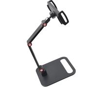 Zktfyshk Supporto per tablet in alluminio con morsetto espandibile adatto a schermi da 4,7 a 18 pollici, visualizzazione orizzontale verticale