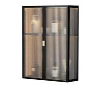 zktoermn Mobile Bagno Domestico Montato A Parete, Armadio Multiuso di Stoccaggio sopra Il Gabinetto Cosmetici Profumi Scatola di Stoccaggio con Porte in Vetro (Colore : Nero, Taglia : 50x14x53cm)