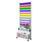 zktoermn Porta-nastri a 13 ripiani, porta-rotoli in vinile in metallo mobile con cestino portaoggetti, porta-regalo per la stanza dei lavori manuali, negozio di fiori(Bianco,100x26x170cm)