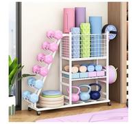 zktoermn Workout Equipments Storage, Dumbbell Rack Stand, With Wheels And Hooks Multifunctional Weight Rack Home Gym Storage For Dumbbells, Fascia Roller(Bianco)