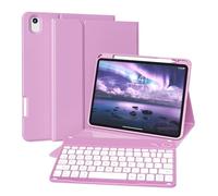 ZKTUYU Custodia con tastiera per iPad A16 11/10 generazione (2025/2022, 11/10.9 pollici) con portapenne, tastiera magnetica anti-detach, custodia per iPad 11/10° Gen, layout QWERTZ, viola
