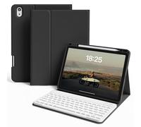 ZKTUYU Custodia con tastiera per iPad Air 11 pollici (2025 M3/2024 M2), iPad Air 5./4a gen(2022/2020) 10.9 pollici, layout tedesco QWERTZ magnetico, tastiera Bluetooth rimovibile con portapenne, nero