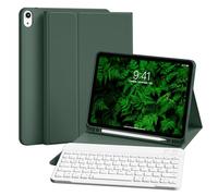 ZKTUYU Custodia per tastiera per iPad Air 11 pollici, M3/M2 (2025/2024), iPad Air 5/4a generazione 2022/2020 da 10,9 pollici, con portapenne, tastiera Bluetooth QWERTZ rimovibile, cover posteriore in