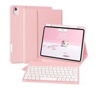 ZKTUYU Custodia per tastiera per iPad Air 11 pollici, M3/M2 (2025/2024), iPad Air 5/4a generazione 2022/2020 10,9 pollici, con portapenne, Bluetooth QWERTZ, cover posteriore in TPU, rosa