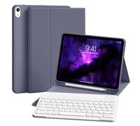 ZKTUYU Custodia per tastiera per iPad Air 11 pollici, M3/M2 (2025/2024), iPad Air 5/4a generazione 2022/2020 da 10,9 pollici, con portapenne, tastiera Bluetooth QWERTZ rimovibile, cover posteriore in