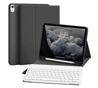 ZKTUYU Custodia per tastiera per iPad di 10.9" 2022 & iPad 11th Gen A16 2025 con portapenne, cover posteriore in TPU e tastiera magnetica rimovibile con layout QWERTZ, nero