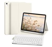 ZKTUYU Custodia per tastiera per iPad di 10.9" 2022 & iPad 11th Gen A16 2025 con portapenne, cover posteriore in TPU e tastiera magnetica rimovibile con layout QWERTZ, bianco crema