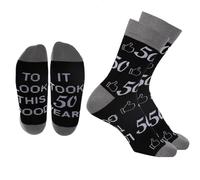 Zkxiyuan 40° 50° 60° 70° anno vecchio regalo di compleanno per uomo, personalizzato 1955 1965 1975 1985 idee regalo, novità divertenti calzini in cotone lunghezza polpaccio 9-11, Nero-50°, Taglia