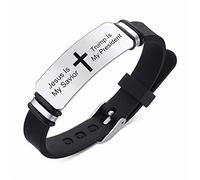 ZKXXJ Braccialetto religioso con scritta in lingua inglese "Jesus is my savior Trump is my president", unisex, in acciaio inox, regolabile, in silicone, per battesimo