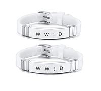 ZKXXJ WWJD HWLF - Set di braccialetti per uomo e donna, 2 pezzi, in acciaio inox, regolabile, in silicone, con scritta in lingua inglese "What would Do He would Love First" (lingua italiana non